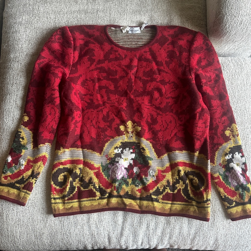 Vintage Valentino Boutique Sweater | Baroque Floral Print |
